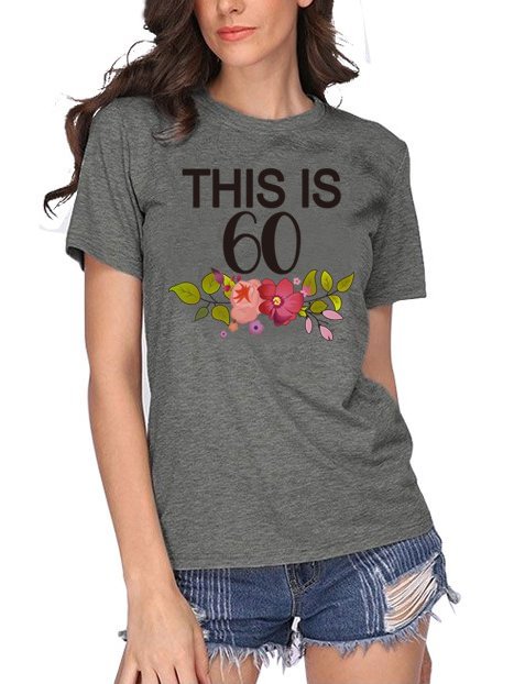 Crew Neck Cotton-Blend Floral Casual Shirts & Tops