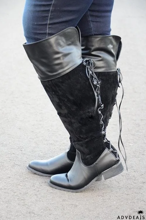 Lace up Over the Knee Wide Calf Boots