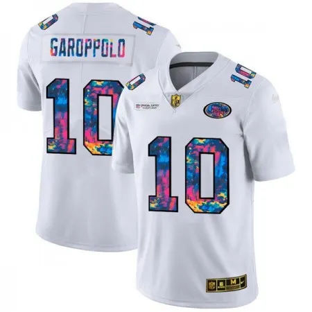 Men's San Francisco 49ers #10 Jimmy Garoppolo 2020 White Crucial Catch Limited Stitched Jersey