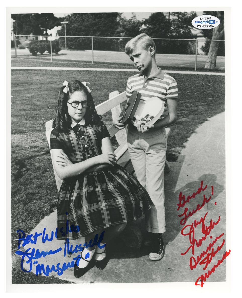 Jay North Dennis The Menace Jeanne Russell ACOA Signed Autograph 8 x 10 Photo Poster painting