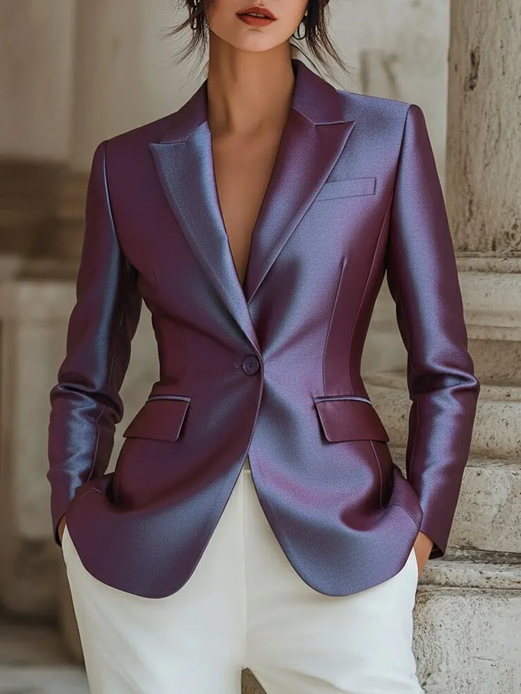 Iridescent Satin Tailored Blazer