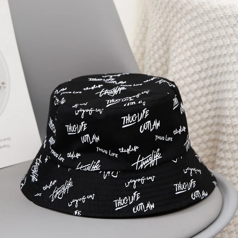 New Letters Bucket Hats Women Kpop Bucket Hat Double Side Reversible Sun Protection Cap Men's Panama Hat Fisherman Hats