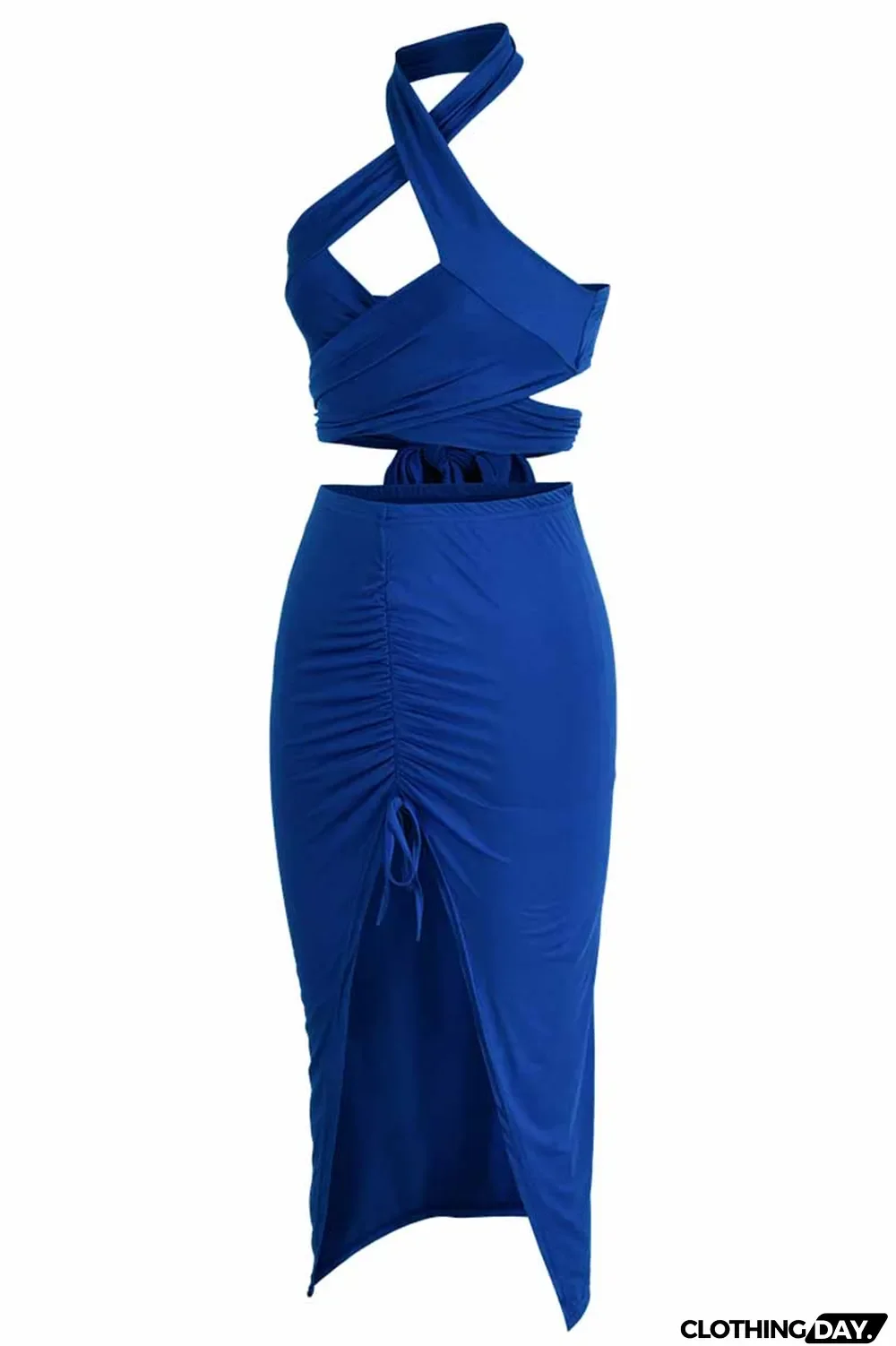 Green Fashion Street Print Patchwork Halter Sleeveless Two Pieces