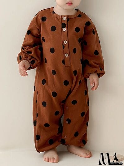 MidiSono - Printed Button Up Dropped Shoulder Jumpsuit