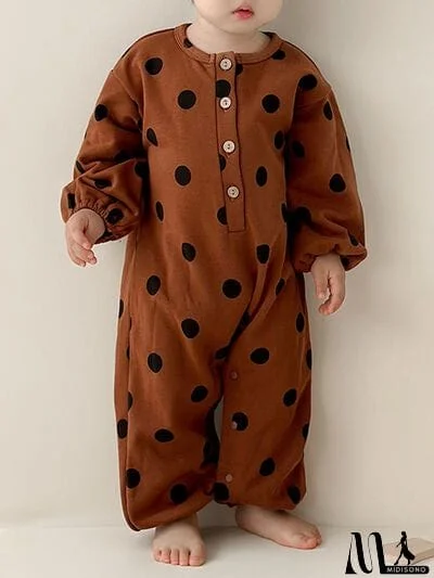 MidiSono - Printed Button Up Dropped Shoulder Jumpsuit