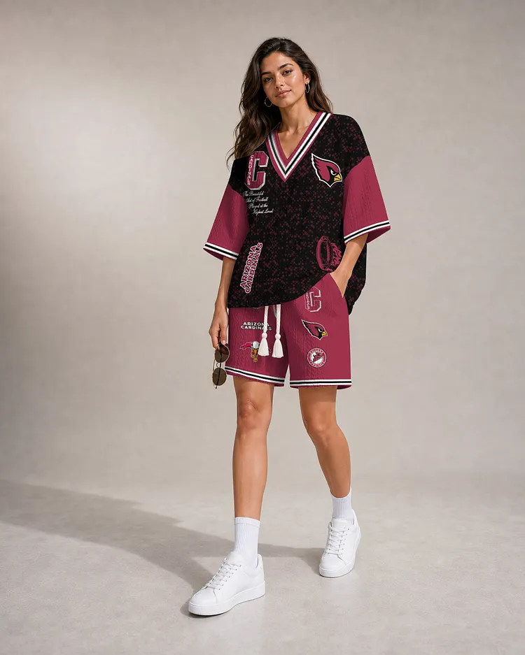 Arizona Cardinals Women&rsquo;s V-neck Jacquard Cable-Knit Tee & Shorts Set