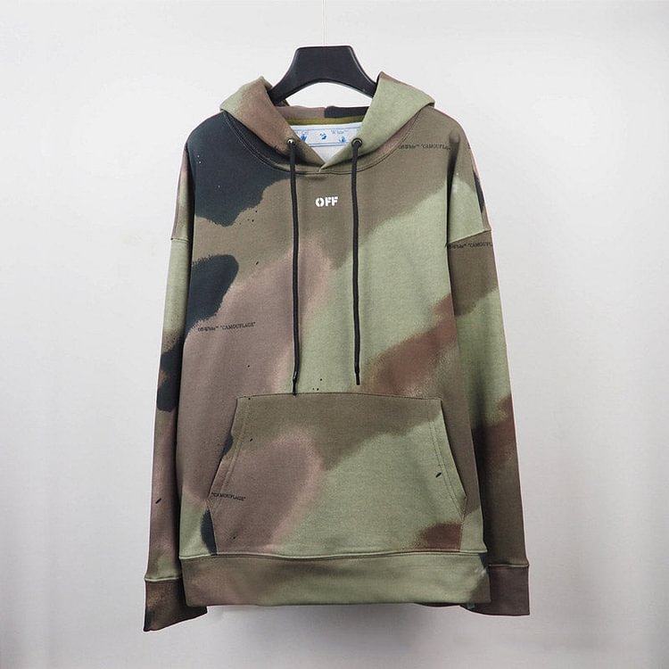 Off White Hoodie Autumn and Winter Graffiti Camouflage Arrow Hooded