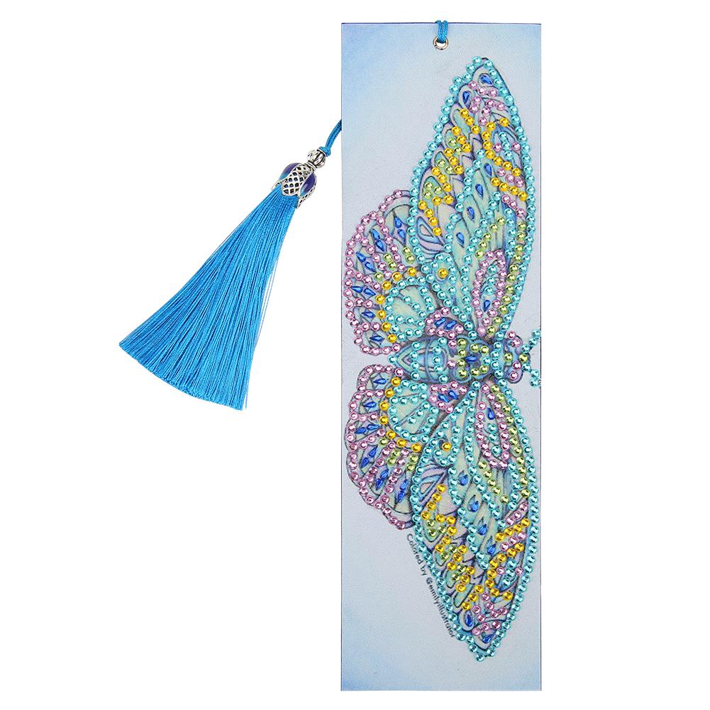 DIY Butterfly Special Shaped Diamond Painting Leather Bookmark with Tassel gbfke