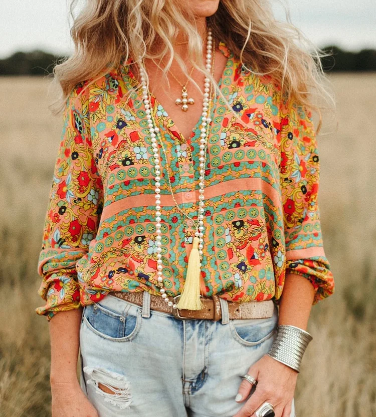 Flower Long Sleeve Western Shirt