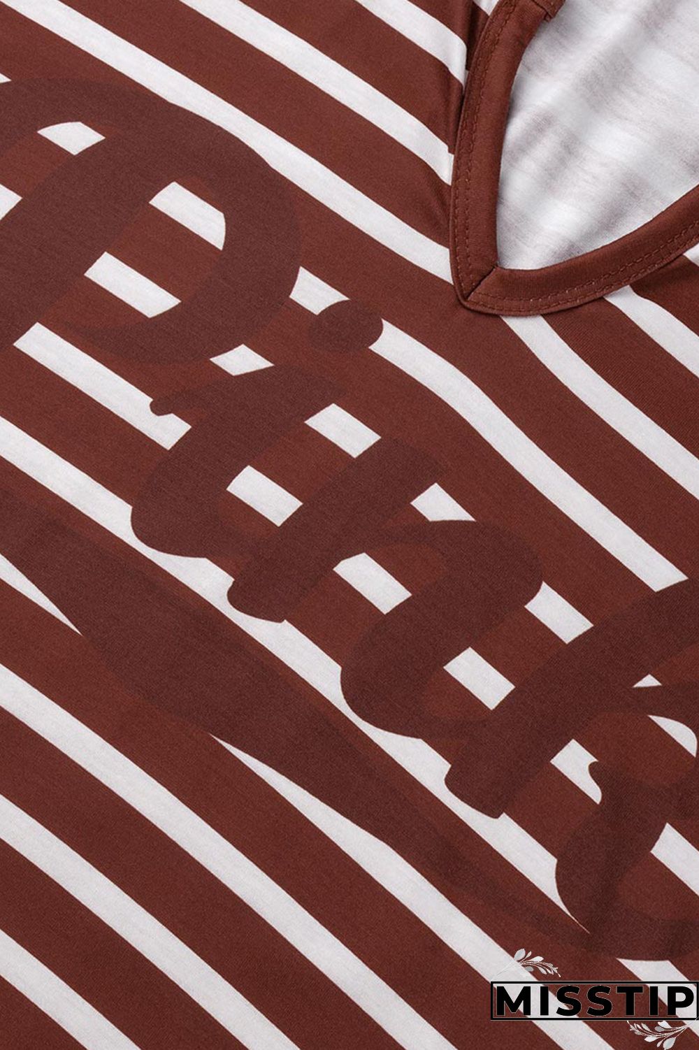 Cyanine Casual Striped Print Patchwork V Neck Straight Plus Size Dresses