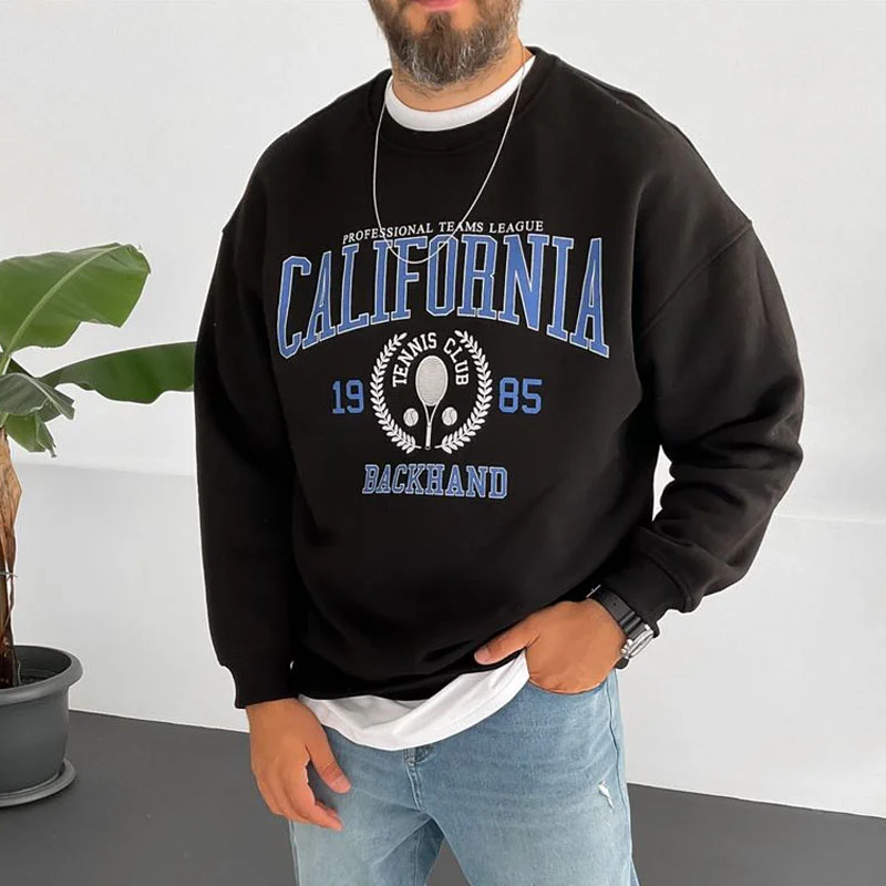 Mens California Printed Casual Crew Sweatshirt