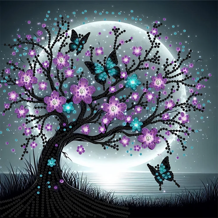 Butterfly Tree 30*30CM (Canvas) Special Shaped Drill Diamond Painting gbfke
