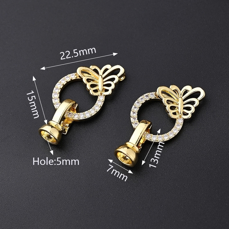 1 Pc/Package 22.5 X15 & 13x7mm Hole 5~5.9mm Copper Zircon 18K Gold Plated Simple Solid Color Polished Jewelry Buckle