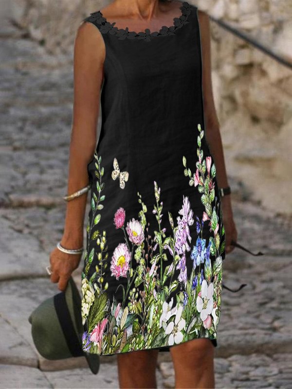 Sleeveless Lace Patchwork Dress