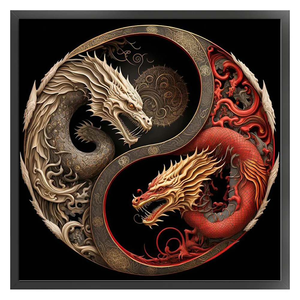 11CT Full Stamped Cross Stitch - Yin Yang Dragon(Canvas|40*40CM)