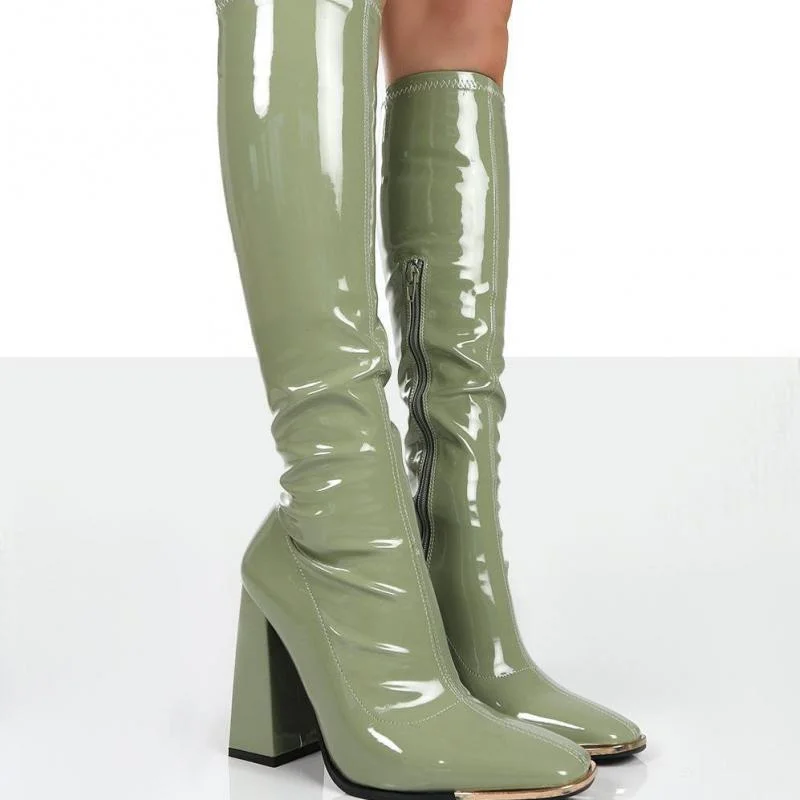 New Arrival Women Platform Thigh Boots Pink Black Party Shoes Plus Size Patent Leather Ytmtloy Knee High Botines De Mujer Sexy