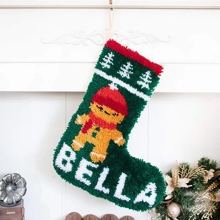 Name DIY | Gingerbread Man Christmas Stocking Latch Hook Kits for Beginners veirousa