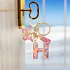 DIY Pink Tassel Ring Letter Butterfly Keychain