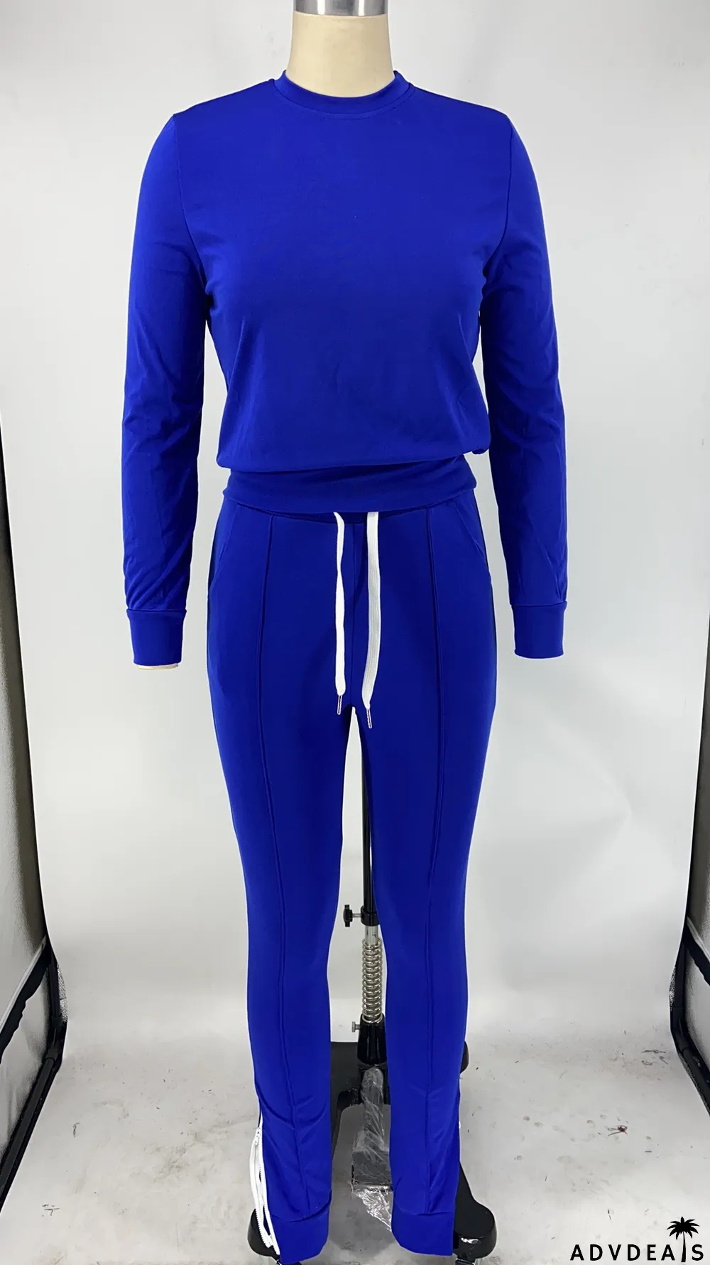 Autumn Casual Solid Color Shirt and Slit Bottom Pants Set