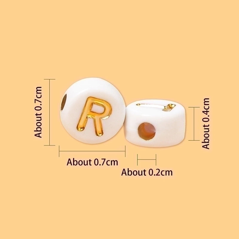 100 4 * 7mm Hole Under 1mm Arylic Letter Beads4