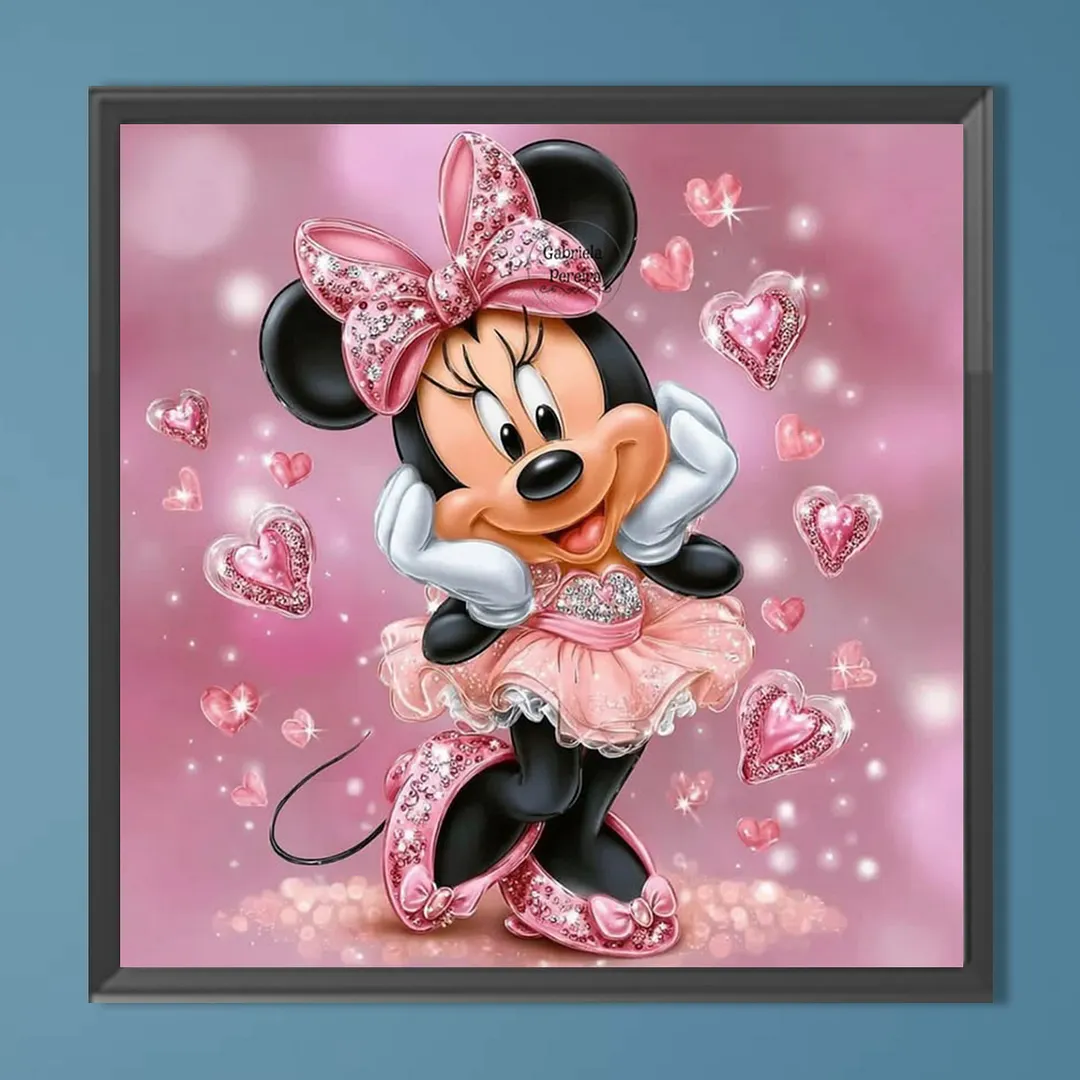 Pink Sparkle Ballerina Minnie Full DIY 5D Round Drill Diamond Painting Kits for Adults/Beginners Home Decor Diamond Dots Paintings Picture Arts Craft 30x30cm