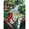 Girl With Back View-14CT Stamped Cross Stitch 29*37cm/11.42*14.57in tapestrymarket