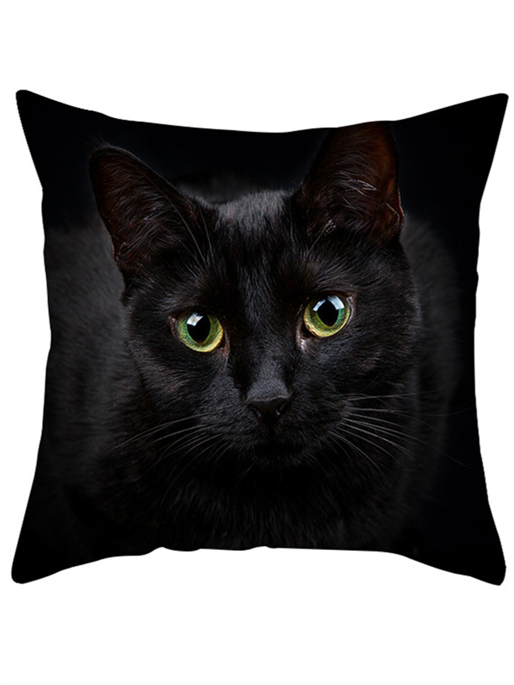 Black Cat Print Soft Suede Pillowcase wearshes