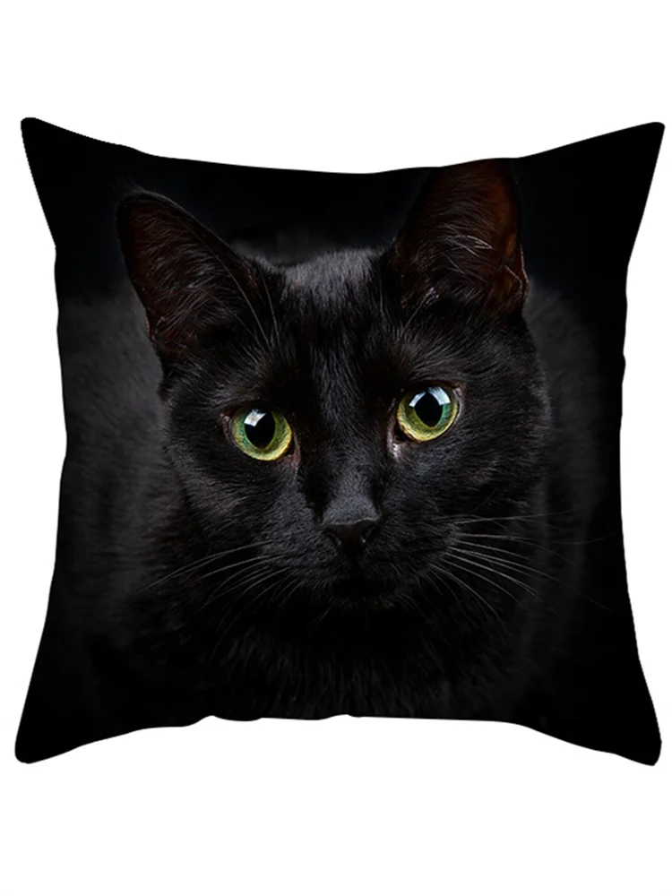 Black Cat Print Soft Suede Pillowcase