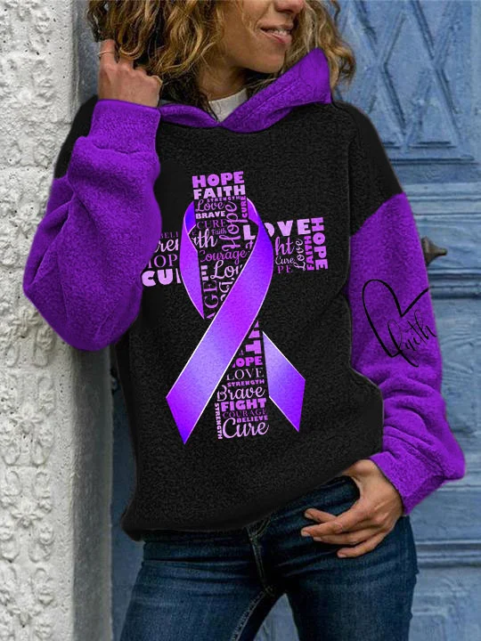 Hope Faith Love Fight Cure Domestic Violence Print Hoodie