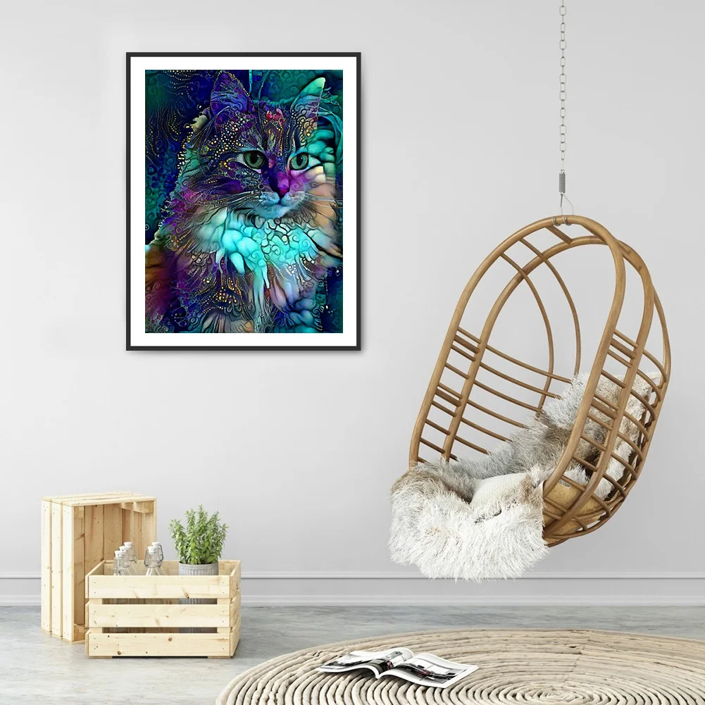 Diamond Painting - Full Round Drill - Multicolor Cat(30*40cm)