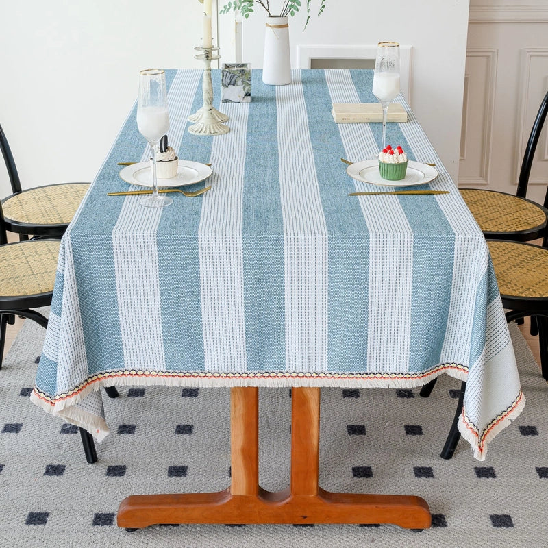 Minimalist Color Block Stripe Polyester Tablecloths