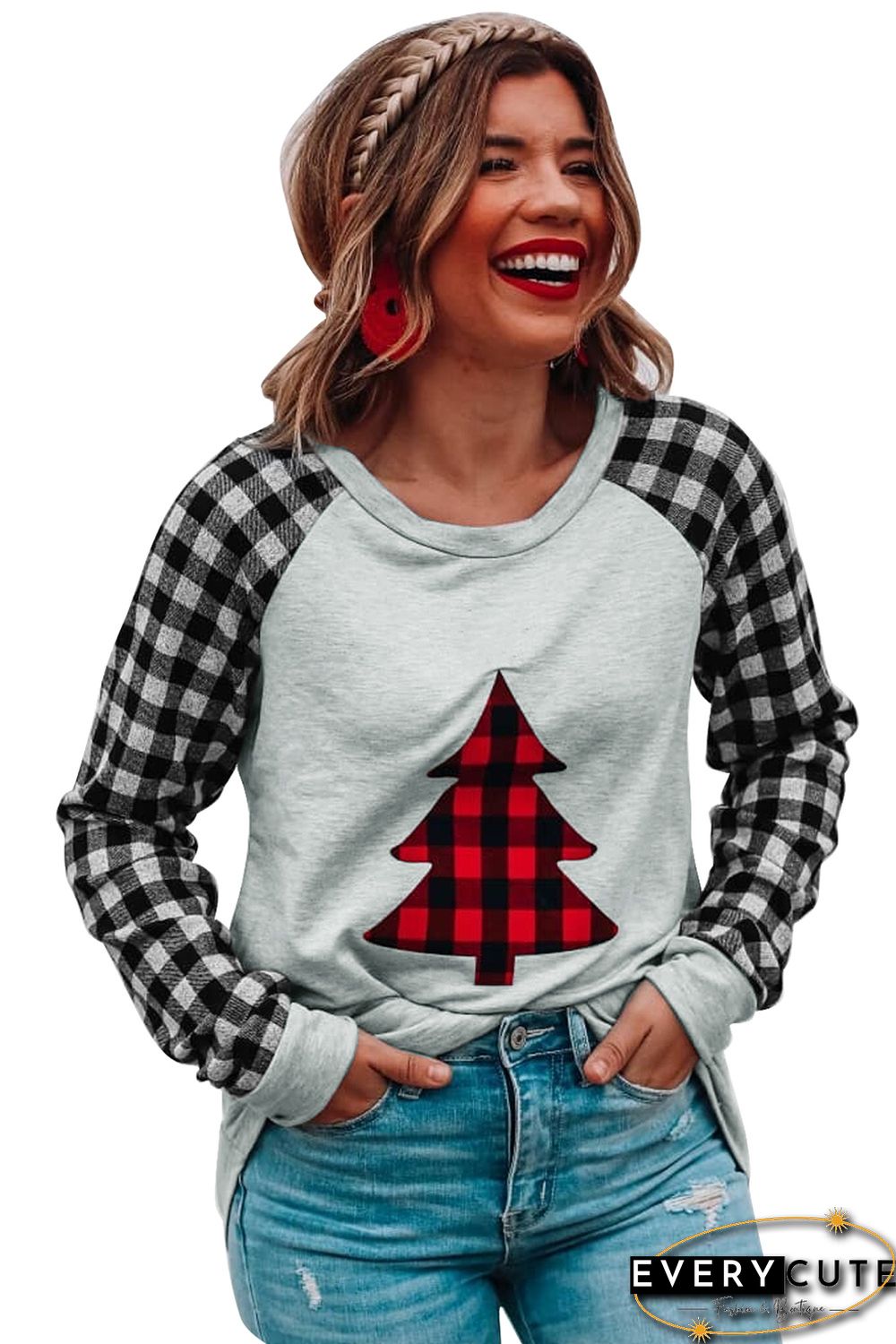 Merry Christmas Gray Long Sleeve Top