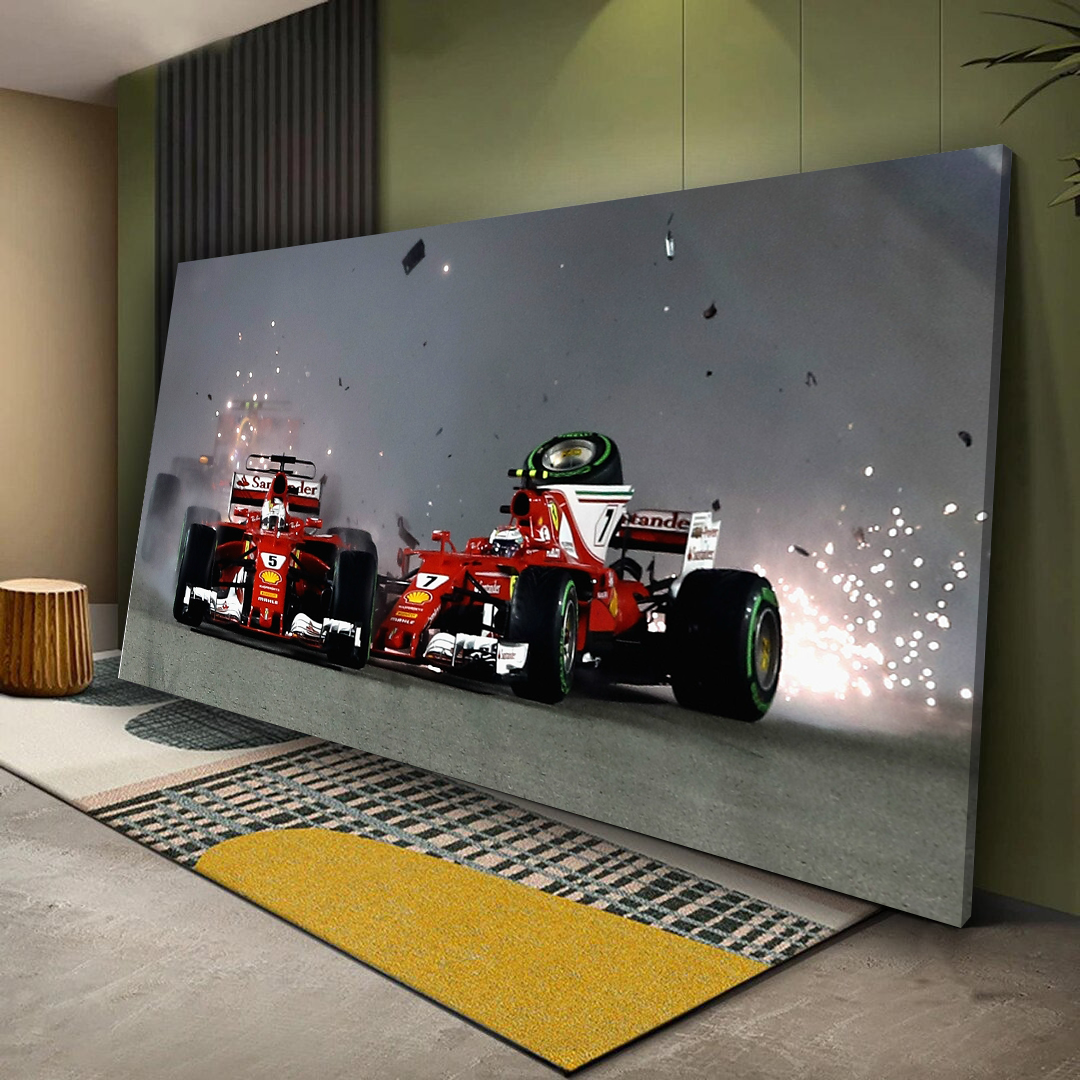 Vettel Singapore Crash Canvas Print Art