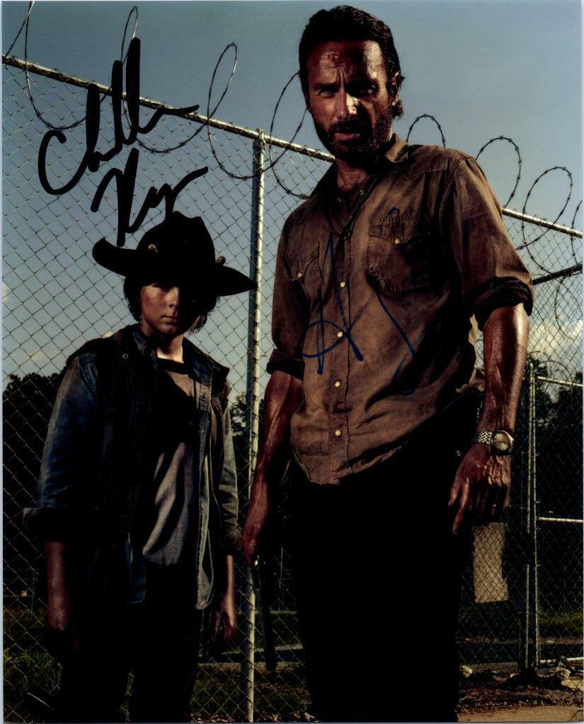 Chandler Riggs Andrew Lincoln signed 8x10 Photo Poster painting Pic autographed Picture with COA