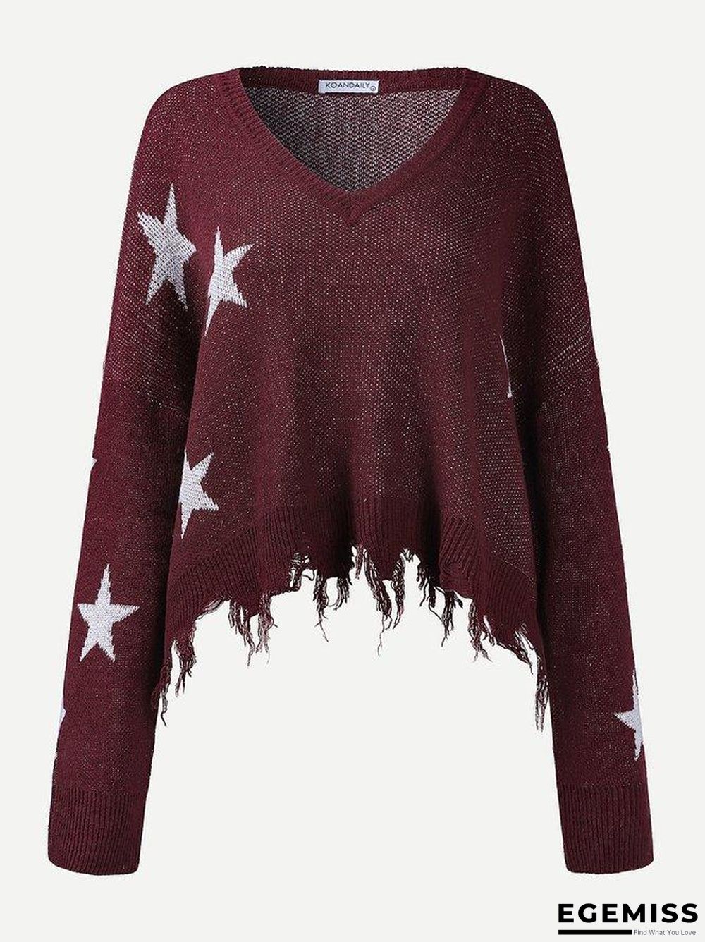 Army Green Wine Red Fashion Geometric Sweater | EGEMISS