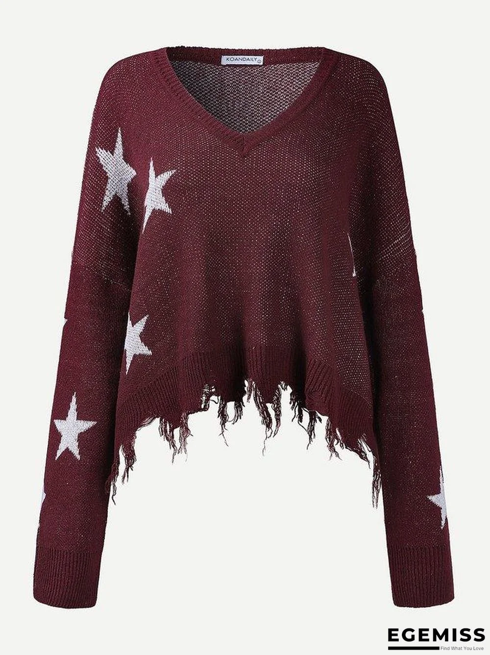 Army Green Wine Red Fashion Geometric Sweater | EGEMISS