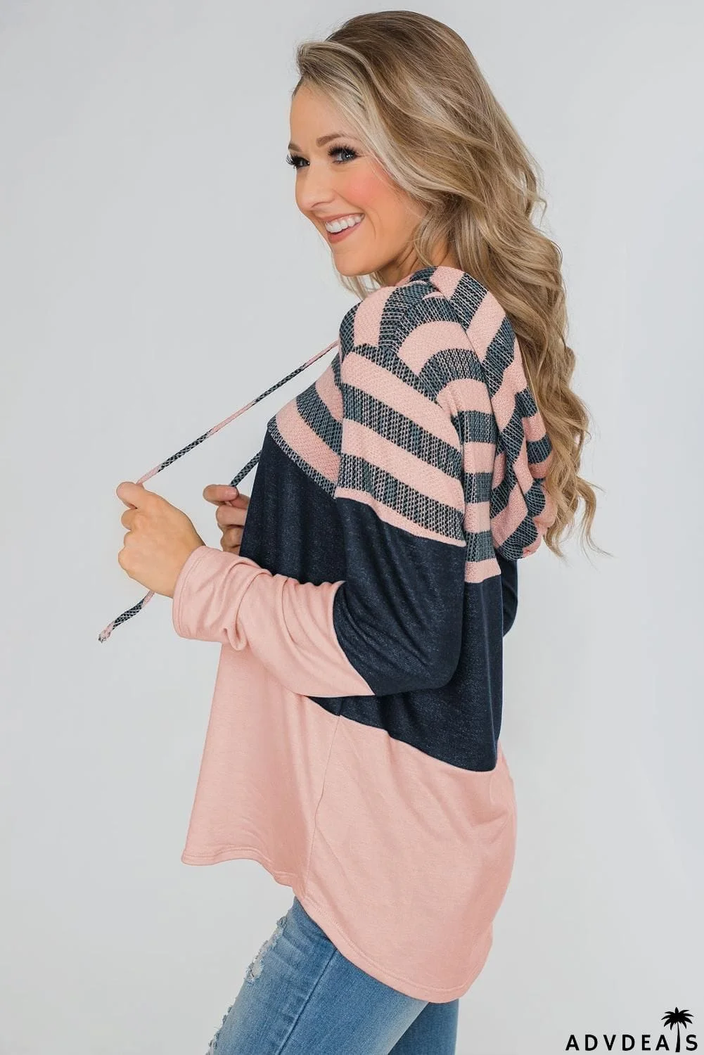 Color Block Drawstring Hoodie