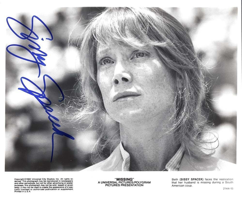 SISSY SPACEK AUTOGRAPHED SIGNED 8X10 PUBLICITY Photo Poster painting  MISSING