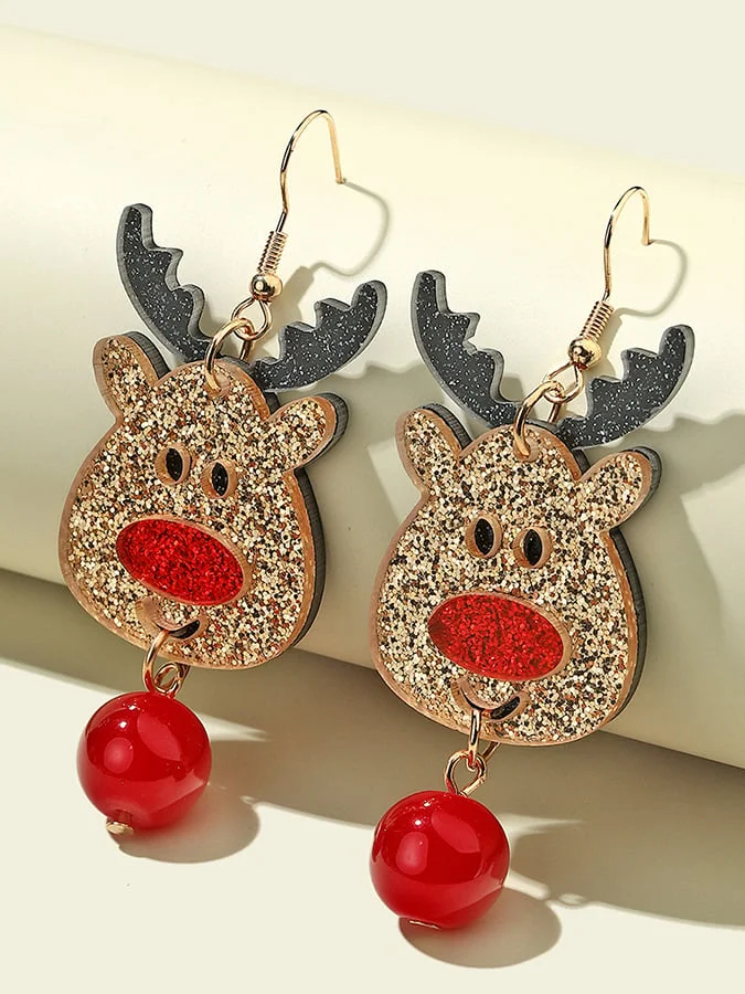 Women's Christmas Cartoon Reindeer Earrings