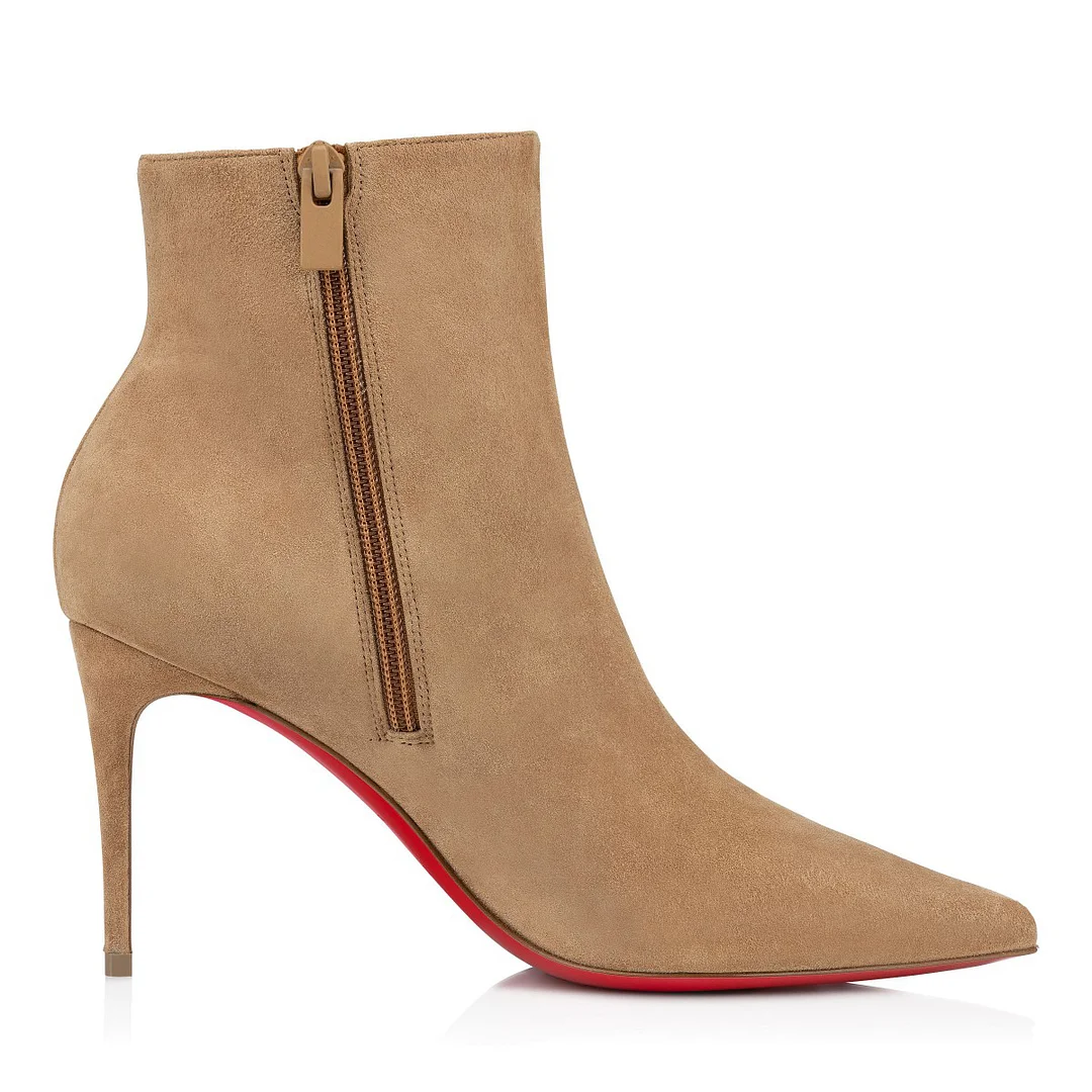 4inch Red Bottom Women's Closed Pointed Toe Stilettos Ankle Boots-MERUMOTE