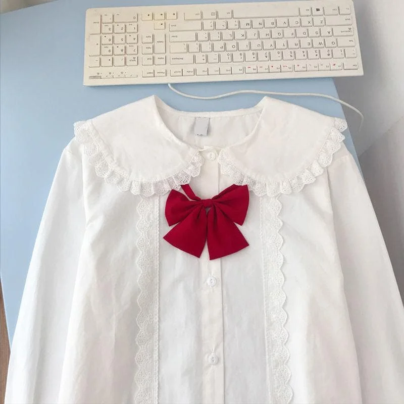 White Peter Pan Collar Kawaii Lolita Shirt SS2055