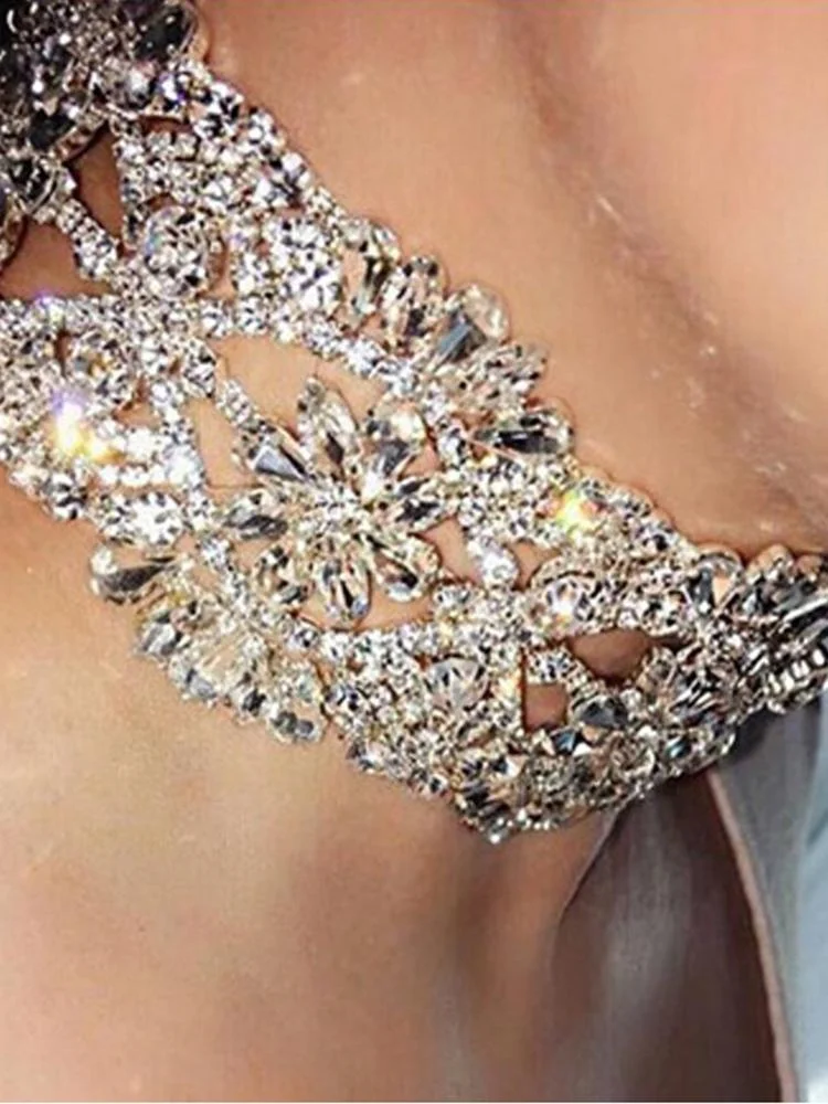 Fashion diamond flower necklace clavicle chain