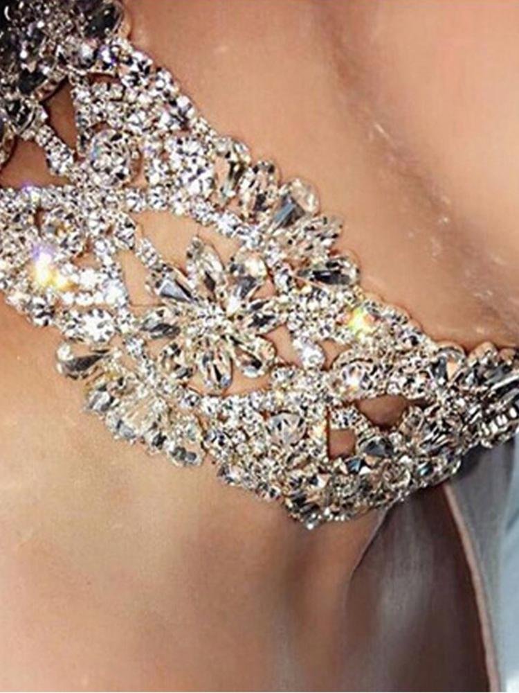 Fashion diamond flower necklace clavicle chain