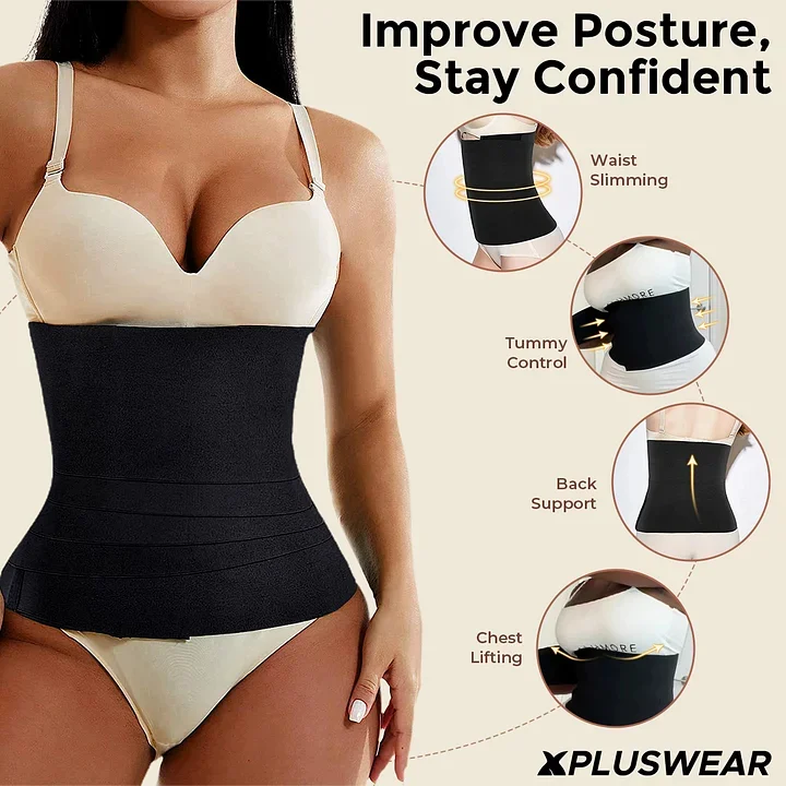 Xpluswear Miracle Wrap Band No Size Stickers Apricot Yoga Waist Trainer Bandage