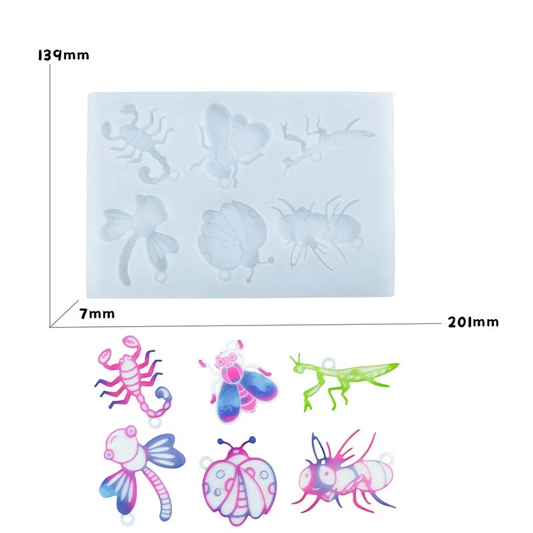 6 in 1 Insects Sea Creatures Pendant Resin Molds CrazyMold