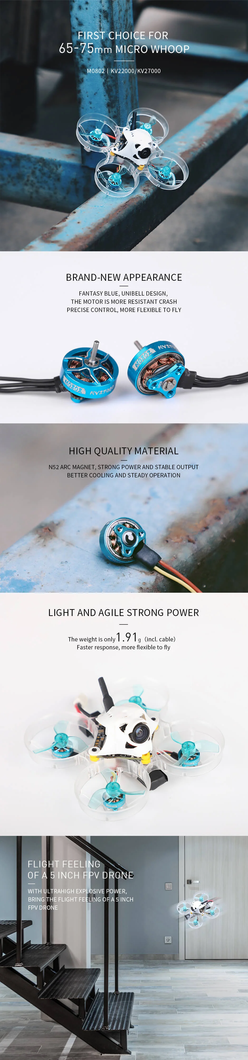 M0802 0802 27000KV Microwhoop Motor