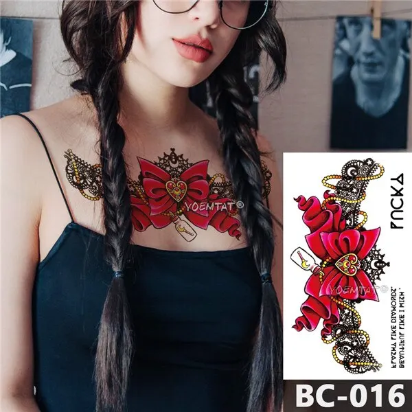 1 Sheet Chest Body art Tattoo Temporary Waterproof tattoo Jewelry Lace Decal Waist Art Tattoo Sticker for Women