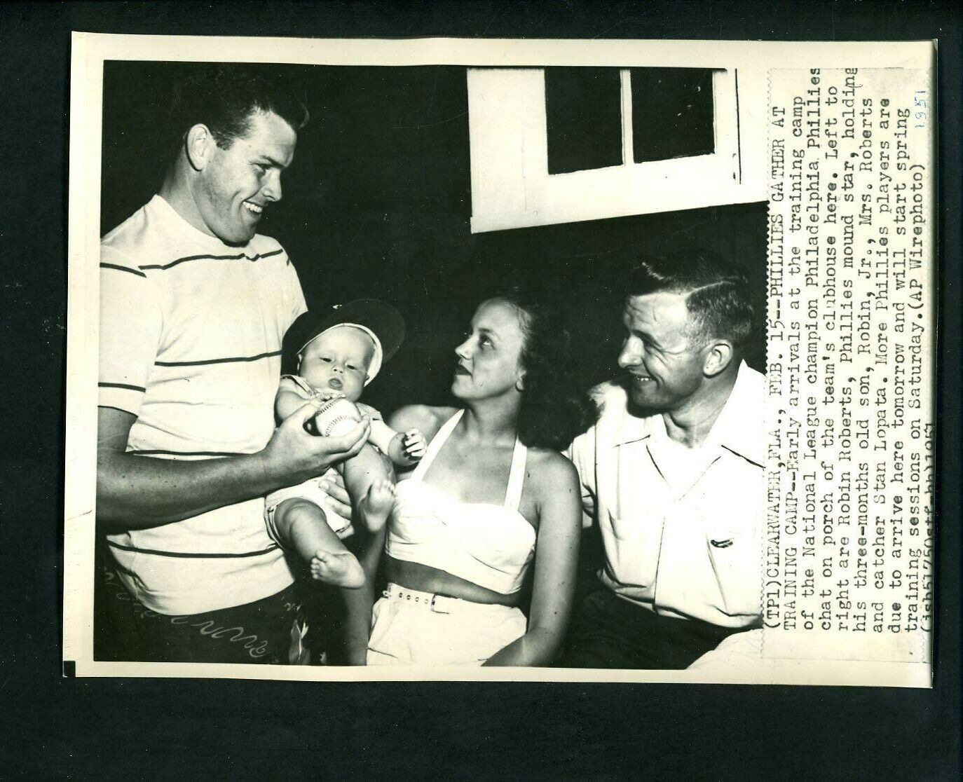 Robin Roberts & Stan Lopata 1951 Press Photo Poster painting Philadelphia Phillies Clearwater