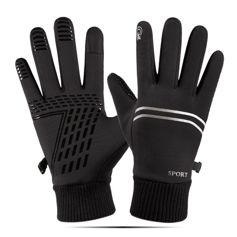 Men's Outdoor Sports Simple Touch Screen Plus Velvet Warm Riding Motorcycle Gloves-Compassnice®