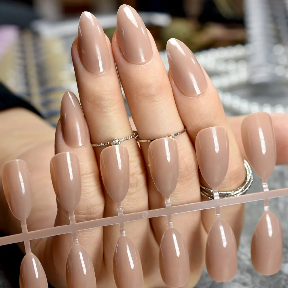 Dusty Cedar Fashion Stiletto False Nails Pointed Sharp Candy Red Fake Nails for daily wear On the Nail Tree 24pcs-Nail Inspo
